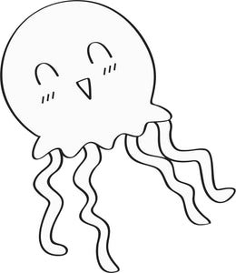 Cute Happy Kawaii Jellyfish Outline Cartoon Emoji Vinyl Decal Sticker
