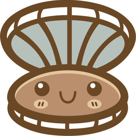 Cute Happy Kawaii Sea Creature Life Animal Cartoon Emoji - Clam Vinyl Decal Sticker