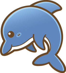 Cute Happy Kawaii Sea Creature Life Animal Cartoon Emoji - Dolphin Vinyl Decal Sticker