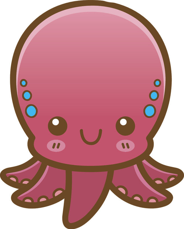 Cute Happy Kawaii Sea Creature Life Animal Cartoon Emoji - Octopus Vinyl Decal Sticker