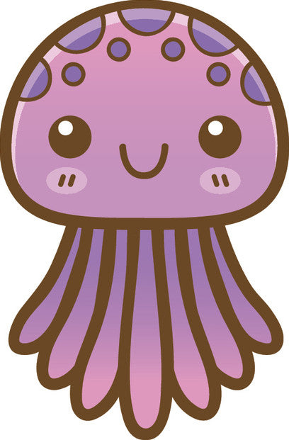 Cute Happy Kawaii Sea Creature Life Animal Cartoon Emoji - Squid Vinyl Decal Sticker