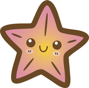 Cute Happy Kawaii Sea Creature Life Animal Cartoon Emoji - Starfish Vinyl Decal Sticker