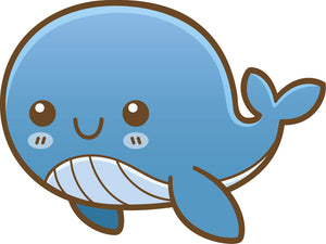 Cute Happy Kawaii Sea Creature Life Animal Cartoon Emoji - Whale Vinyl Decal Sticker
