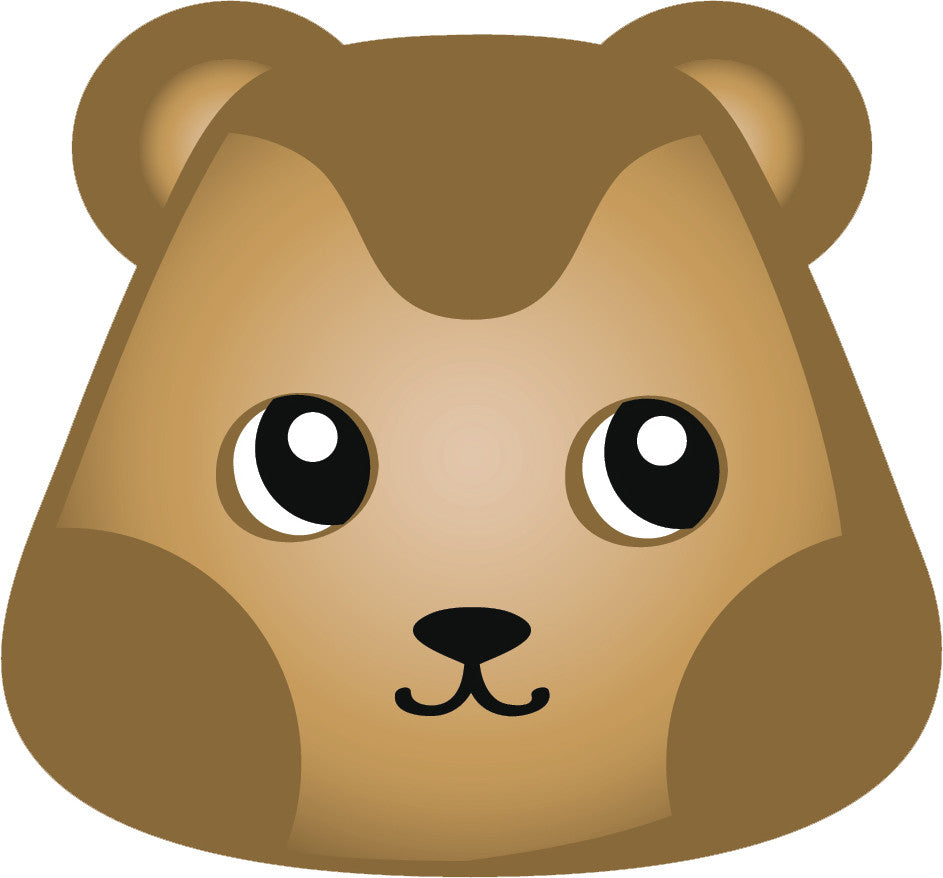 Cute Kawaii Animal Cartoon Emoji Head - Bear Vinyl Decal Sticker