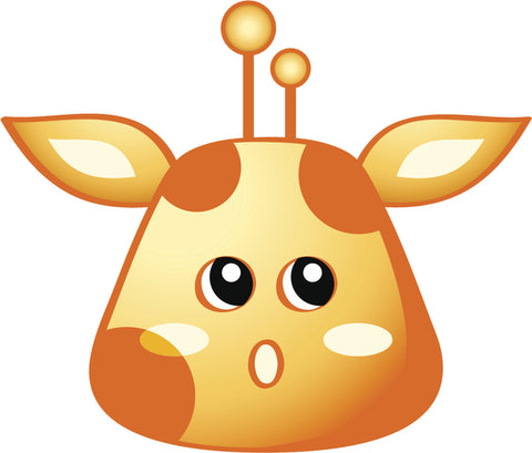 Cute Kawaii Animal Cartoon Emoji Head - Giraffe Vinyl Decal Sticker