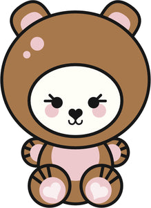 Cute Kawaii Animal in Costume Cartoon - Bear Vinyl Decal Sticker