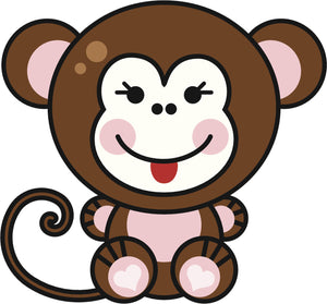 Cute Kawaii Animal in Costume Cartoon - Monkey Vinyl Decal Sticker