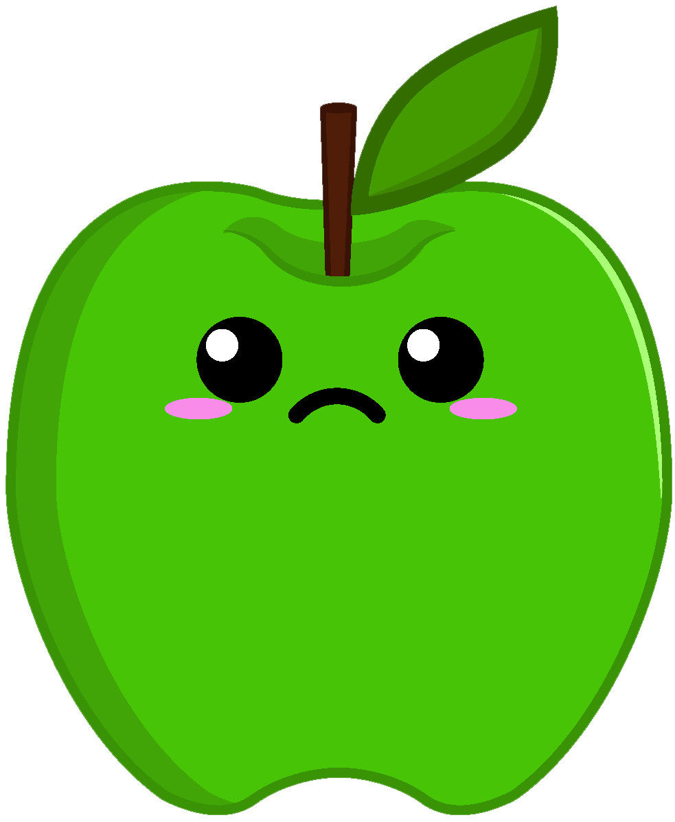 Cute Kawaii Anime Fruit Cartoon Emoji - Green Apple #2 Vinyl Decal Sticker