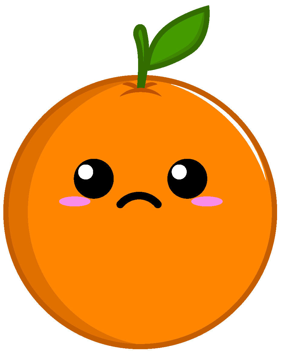Cute Kawaii Anime Fruit Cartoon Emoji - Orange #3 Vinyl Decal Sticker