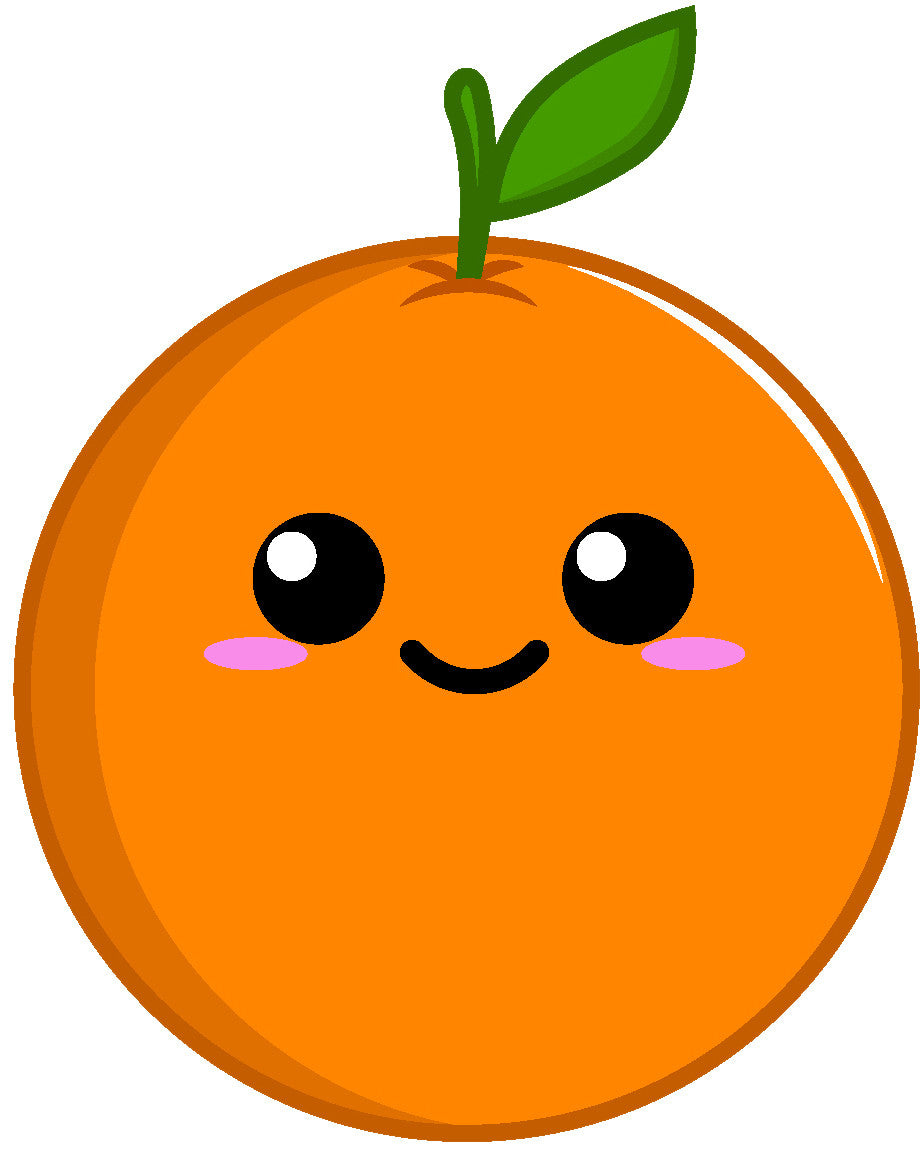 Cute Kawaii Anime Fruit Cartoon Emoji - Orange #4 Vinyl Decal Sticker