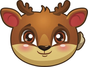 Cute Kawaii Big Eyed Animal Cartoon Emoji - Deer Vinyl Decal Sticker