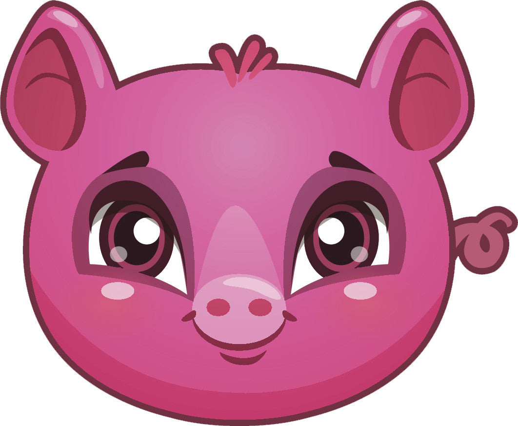Cute Kawaii Big Eyed Animal Cartoon Emoji - Pig Vinyl Decal Sticker