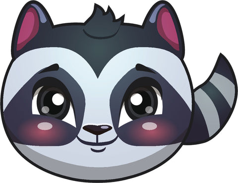 Cute Kawaii Big Eyed Animal Cartoon Emoji - Raccoon Vinyl Decal Sticker