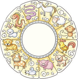 Cute Kawaii Chinese Zodiac Sign Pen Art Cartoon Wheel Icon Vinyl Decal Sticker