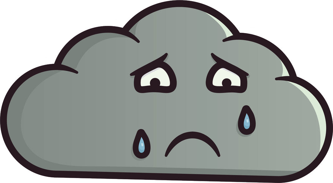 Cute Kawaii Cloud Cartoon Emoji - Rainy Sad Vinyl Decal Sticker