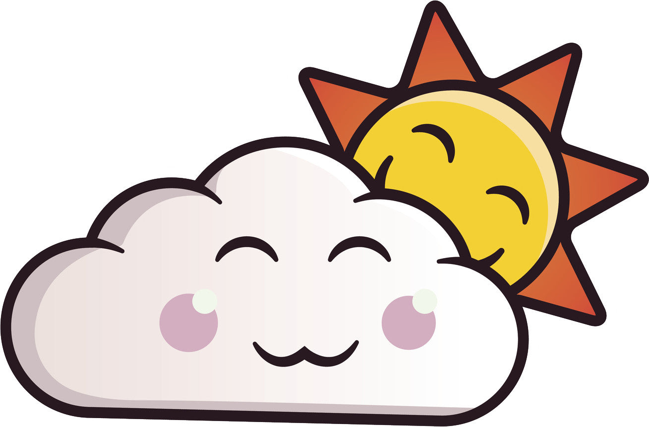 Cute Kawaii Cloud Cartoon Emoji - Sunny Vinyl Decal Sticker