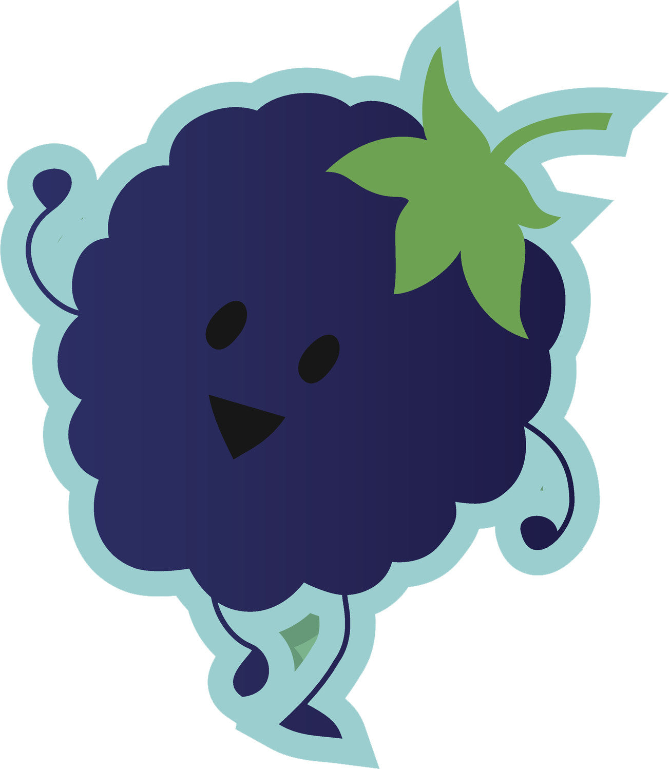Cute Kawaii Dancing Fruit Cartoon Emoji - Blue Raspberry Vinyl Decal Sticker