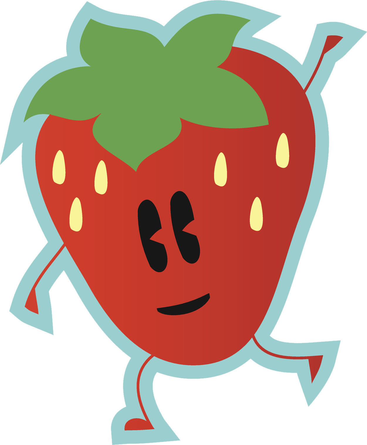 Cute Kawaii Dancing Fruit Cartoon Emoji - Strawberry Vinyl Decal Sticker