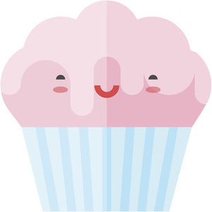 Cute Kawaii Foodie Food Cartoon Emoji - Cupcake Vinyl Decal Sticker