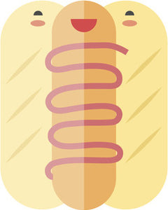 Cute Kawaii Foodie Food Cartoon Emoji - Hotdog Bun Vinyl Decal Sticker