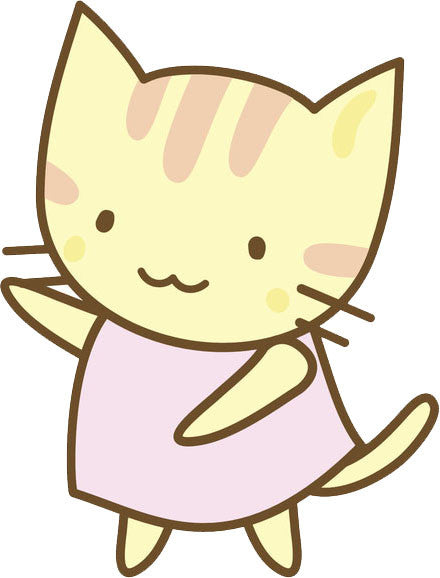Cute Kawaii Kitty Cat Icon - Yellow Pink Vinyl Decal Sticker