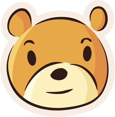 Cute Kindergarten Nursery Animal Drawing Cartoon - Bear Cub Vinyl Decal Sticker