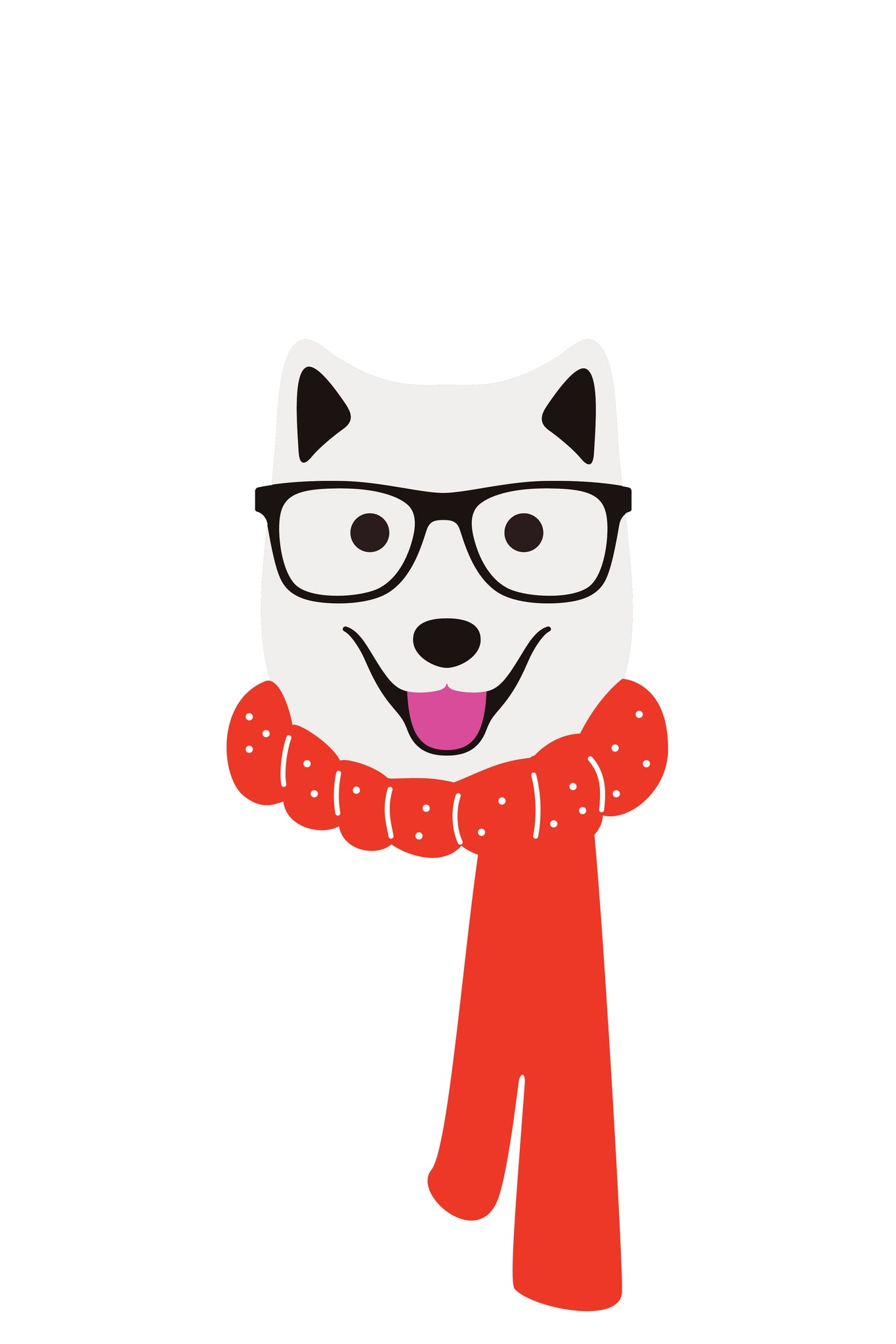 Cute Nerdy Snow Dog with Scarf and Glasses Vinyl Decal Sticker