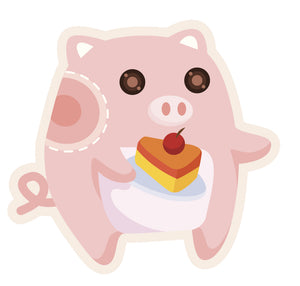 Cute Piggie Piglet with Cake #9 Vinyl Decal Sticker