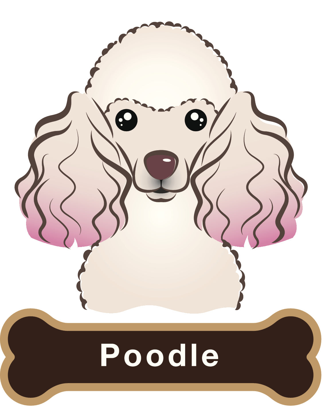 Cute Poodle with Pink Ombre Ears Vinyl Decal Sticker