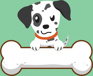 Cute Puppy Dog with Giant Bone Cartoon - Dalmatian #3 Vinyl Decal Sticker