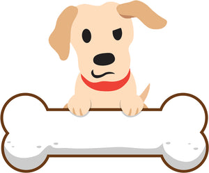 Cute Puppy Dog with Giant Bone Cartoon - Labrador #3 Vinyl Decal Sticker