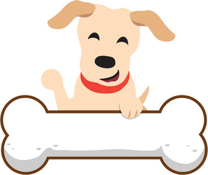 Cute Puppy Dog with Giant Bone Cartoon - Labrador #4 Vinyl Decal Sticker