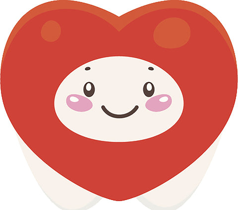 Cute Silly Kawaii Tooth Teeth Cartoon Emoji in Costume - Heart Vinyl Decal Sticker