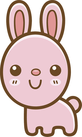 Cute Simple Kawaii Animal Cartoon Emoji - Bunny Rabbit Vinyl Decal Sticker