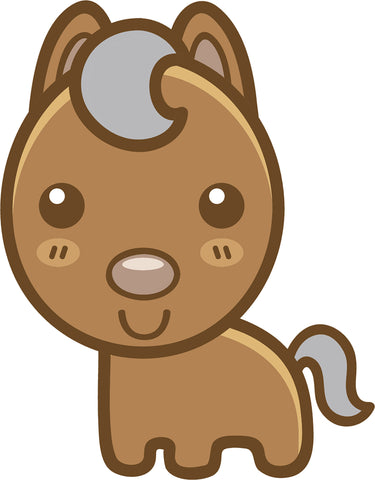 Cute Simple Kawaii Animal Cartoon Emoji - Horse Vinyl Decal Sticker