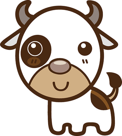 Cute Simple Kawaii Animal Cartoon Icon - Cow Vinyl Decal Sticker
