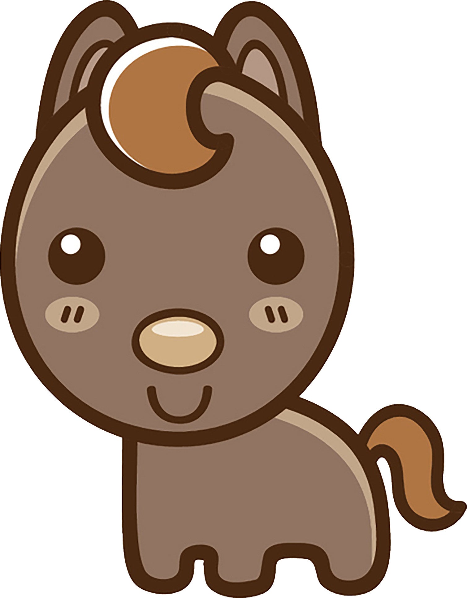 Cute Simple Kawaii Animal Cartoon Icon - Horse Vinyl Decal Sticker
