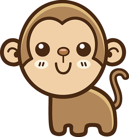 Cute Simple Kawaii Animal Cartoon Icon - Monkey Vinyl Decal Sticker