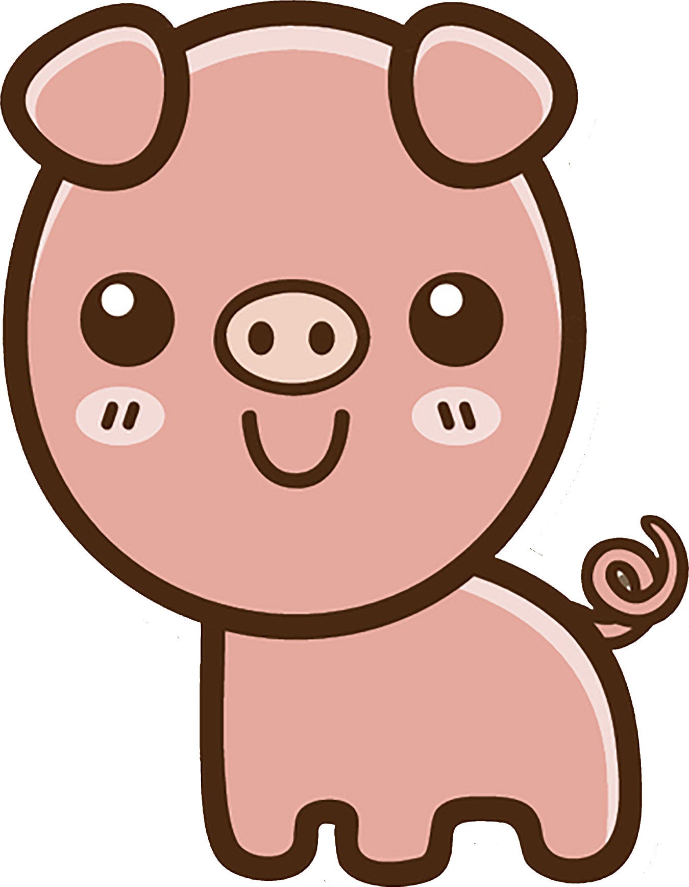 Cute Simple Kawaii Animal Cartoon Icon - Pig Vinyl Decal Sticker
