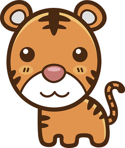 Cute Simple Kawaii Animal Cartoon Icon - Tiger Vinyl Decal Sticker