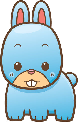 Cute Simple Kawaii Farm Animal Cartoon Icon - Blue Bunny Rabbit Vinyl Decal Sticker