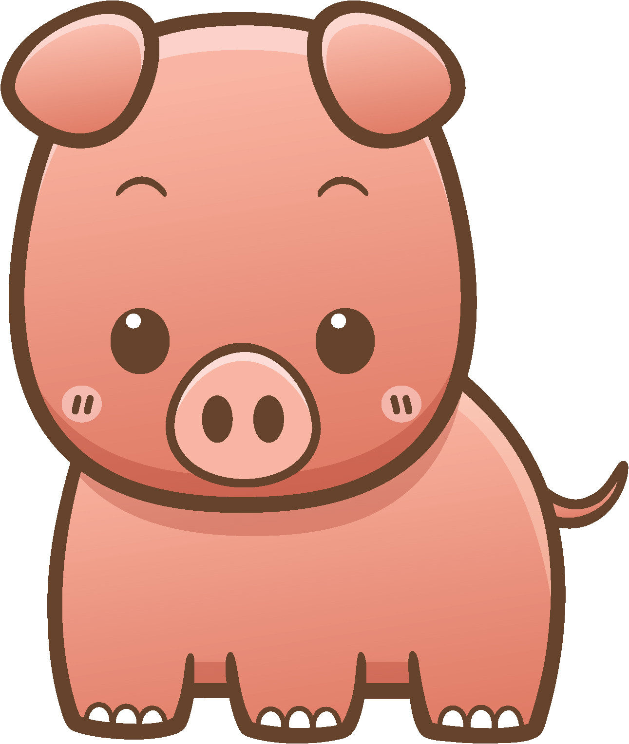 Cute Simple Kawaii Farm Animal Cartoon Icon - Pig Vinyl Decal Sticker