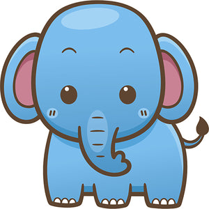 Cute Simple Kawaii Wild Animal Cartoon Icon - Elephant Vinyl Decal Sticker