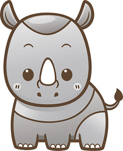 Cute Simple Kawaii Wild Animal Cartoon Icon - Rhino Vinyl Decal Sticker