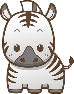 Cute Simple Kawaii Wild Animal Cartoon Icon - Zebra Vinyl Decal Sticker