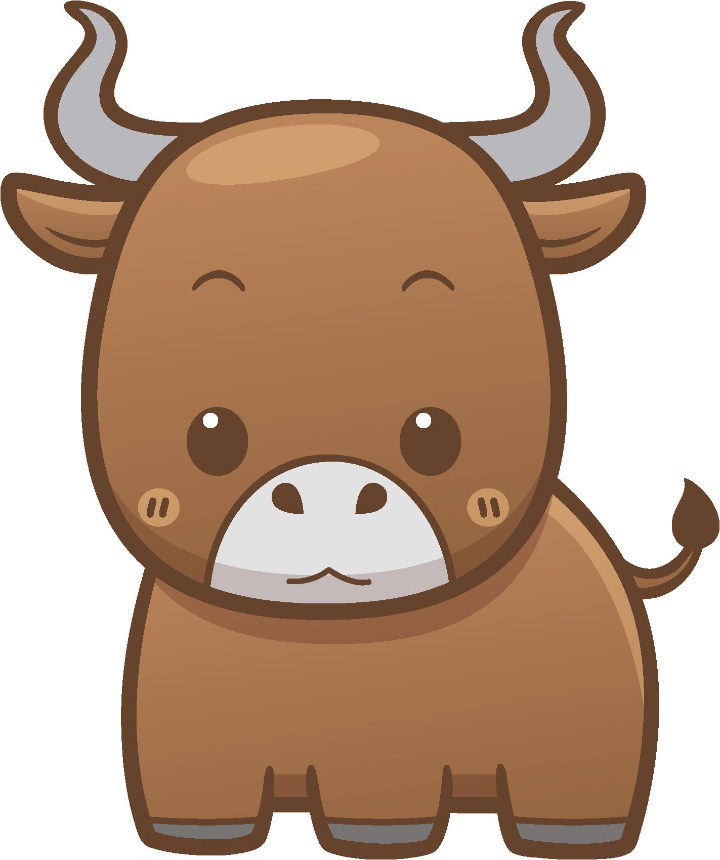 Cute Simple Kawaii Zoo Animal Cartoon Icon - Bull Vinyl Decal Sticker