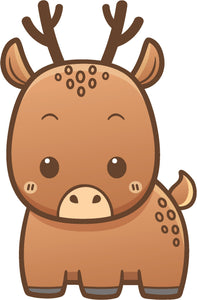 Cute Simple Kawaii Zoo Animal Cartoon Icon - Deer Vinyl Decal Sticker