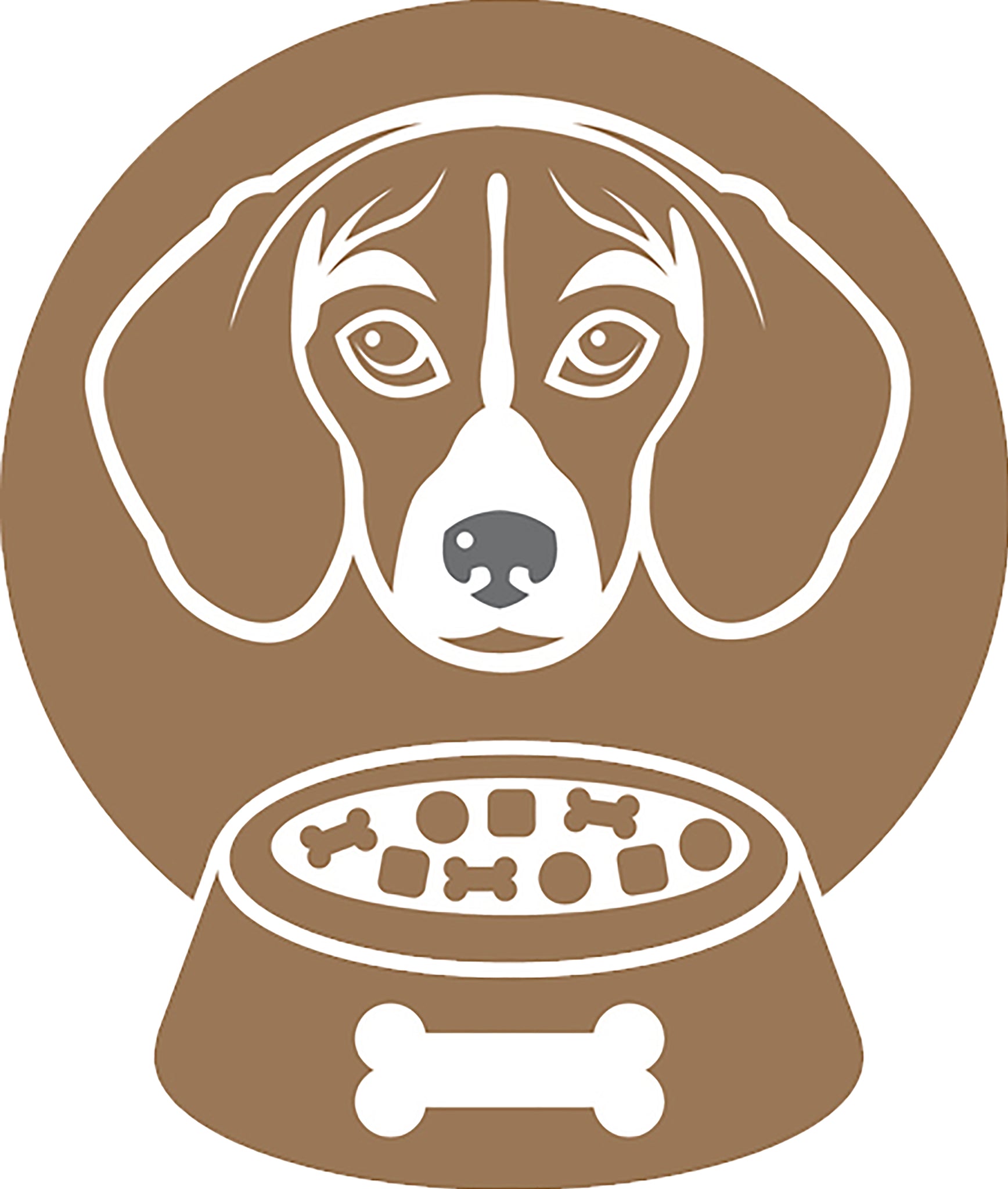 Cute  Simple Puppy Dog and Food Bowl Silhouette - Beagle Vinyl Decal Sticker