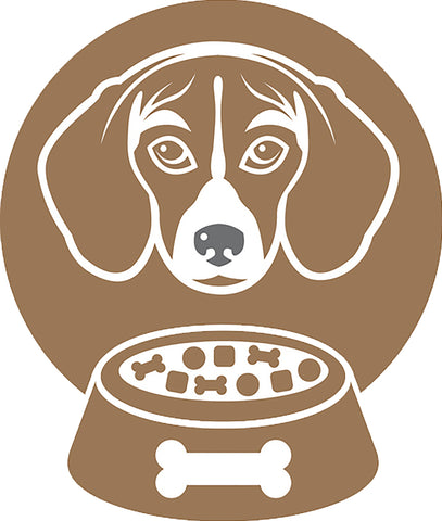 Cute  Simple Puppy Dog and Food Bowl Silhouette - Beagle Vinyl Decal Sticker