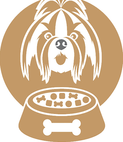 Cute  Simple Puppy Dog and Food Bowl Silhouette - Shih Tzu Vinyl Decal Sticker